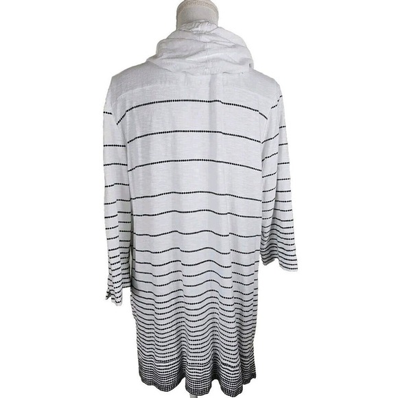 Weekends by Chico's ~Woman Size 3(XL)~ White/Black Striped Top Hood Cotton Blend - Picture 5 of 9